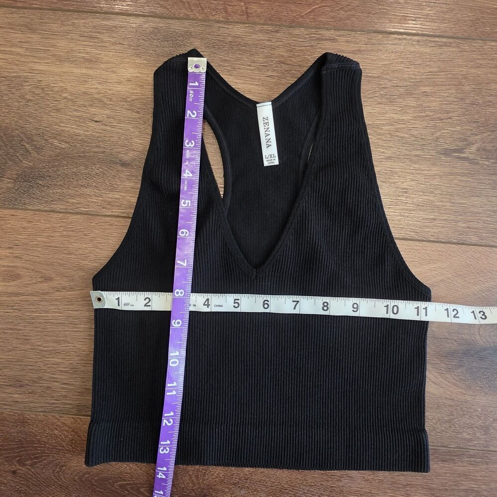 NEW Zenana Ribbed Black Brami V Neck Racerback No Padding Bralette L/XL - Picture 2 of 6